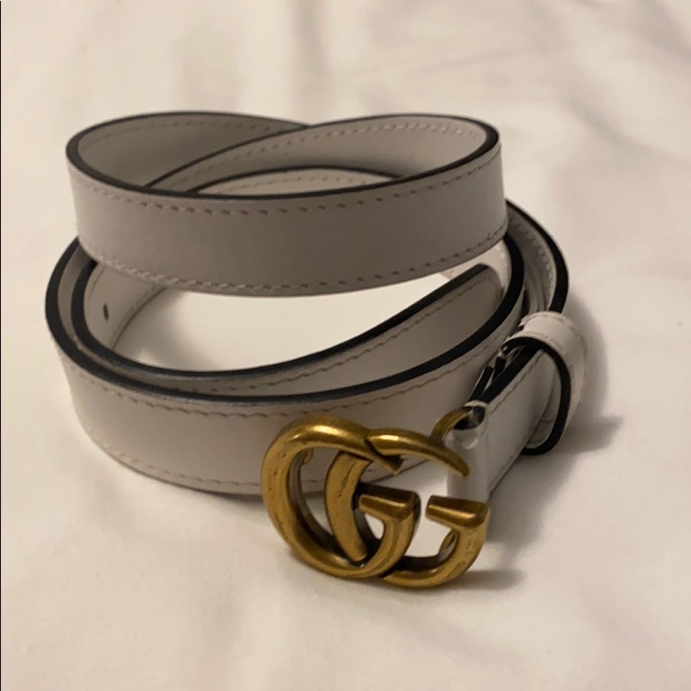 White Gucci belt